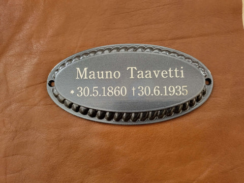 Muistokilpi ovaali 47mm x 101mm